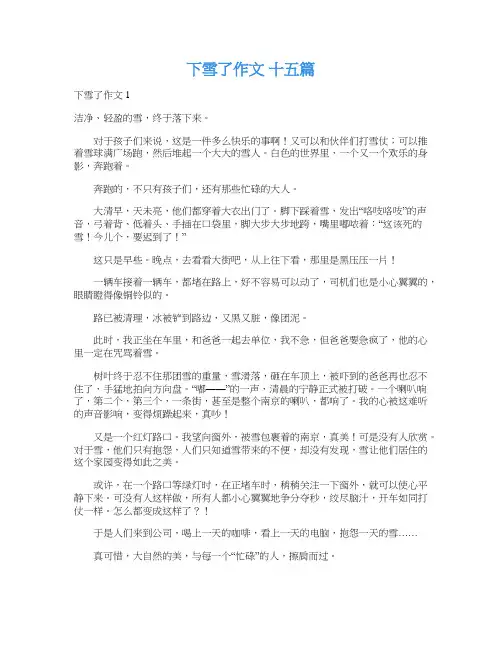 下雪了作文 十五篇