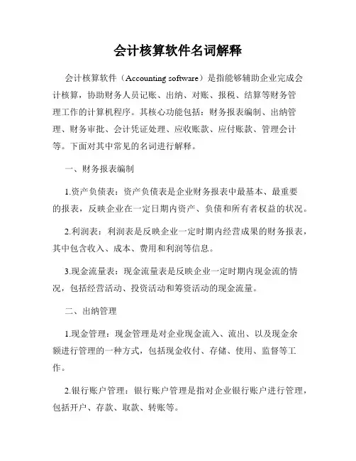 会计核算软件名词解释
