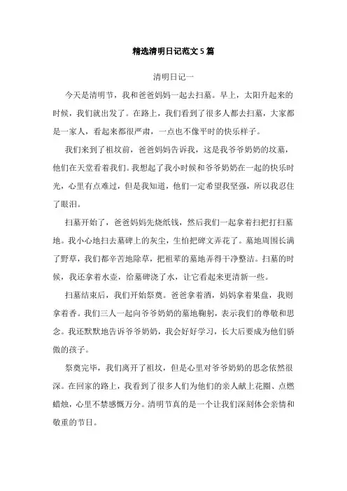 精选清明日记范文5篇