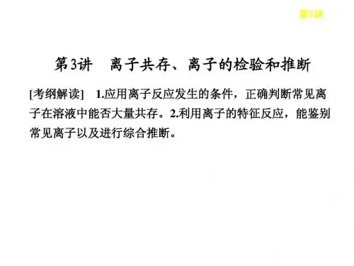 邳州市第二中学高三化学复习第二章第3讲离子共存离子的检验和推断课件