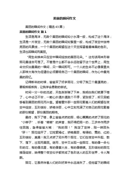 美丽的瞬间作文（精选43篇）