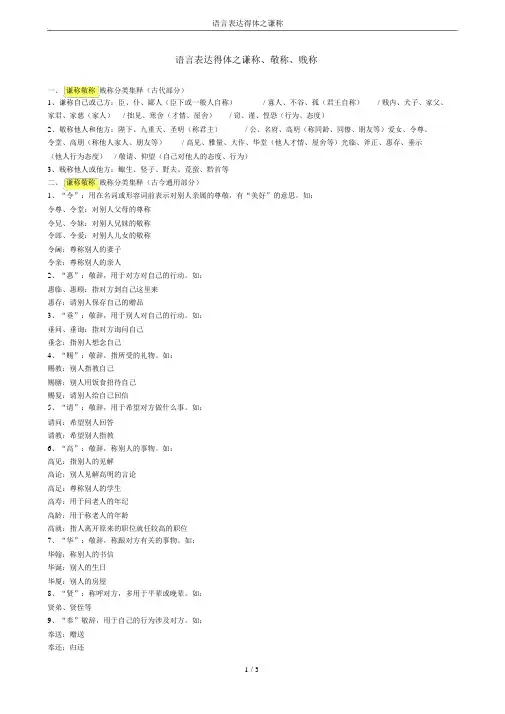 语言表达得体之谦称