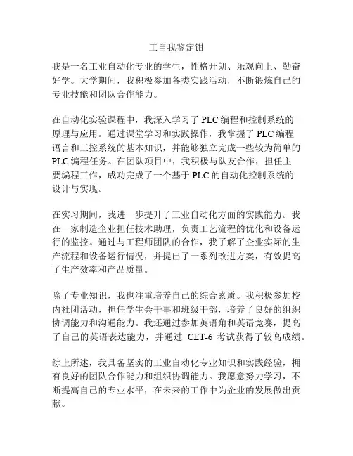 工自我鉴定钳