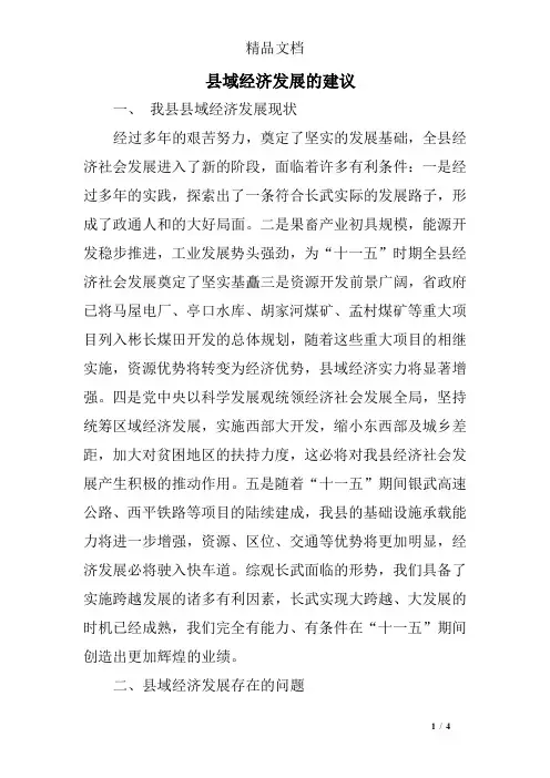 县域经济发展的建议