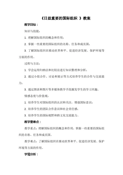 《日益重要的国际组织 》教案