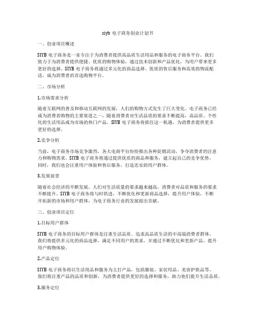 siyb电子商务创业计划书