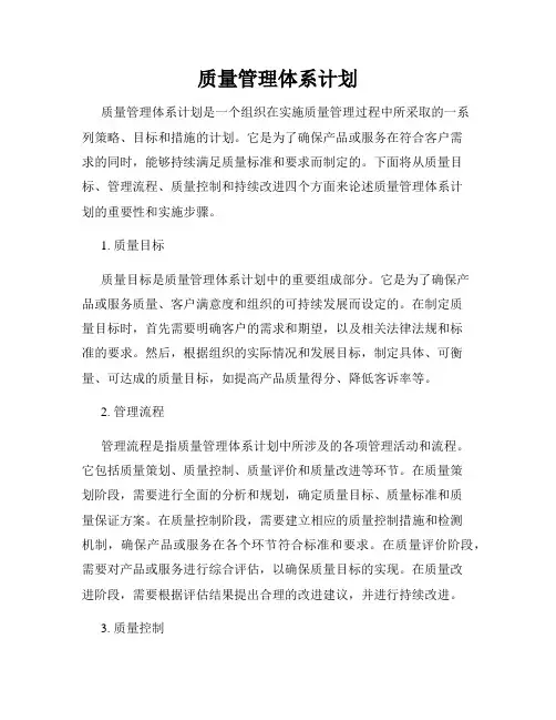 质量管理体系计划