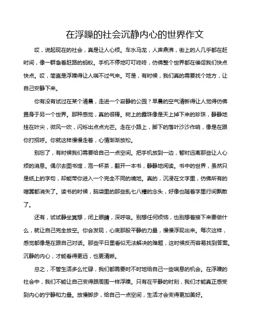 在浮躁的社会沉静内心的世界作文