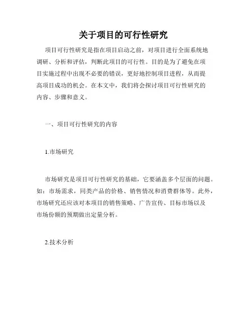 关于项目的可行性研究