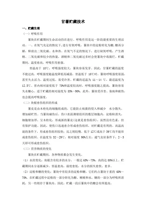 甘薯储藏技术