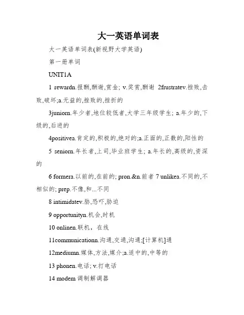 大一英语单词表