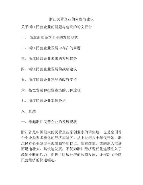 浙江民营企业的问题与建议