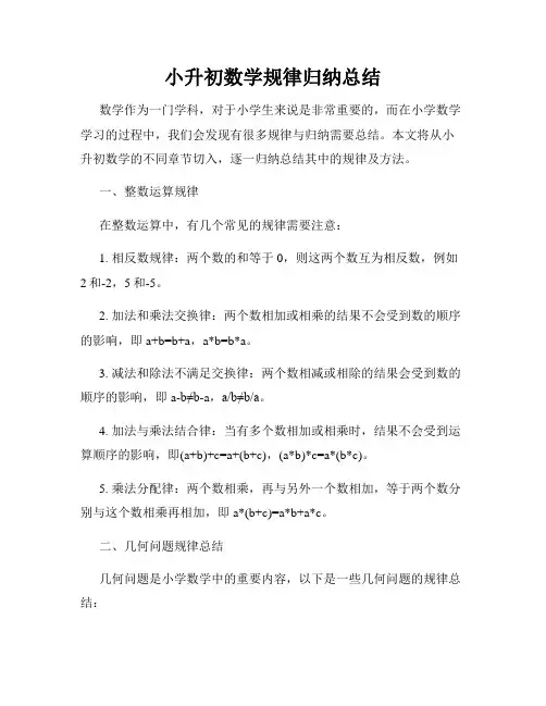 小升初数学规律归纳总结