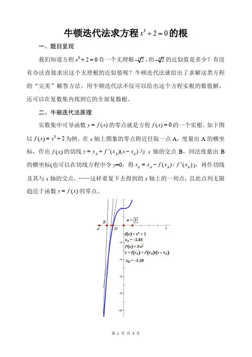 牛顿迭代法求方程x^3+2=0的根