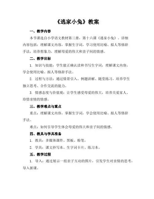 《逃家小兔》教案