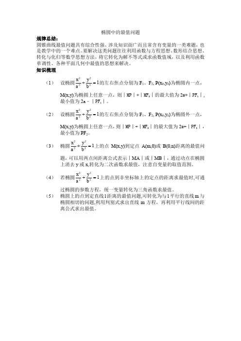 椭圆中的最值问题