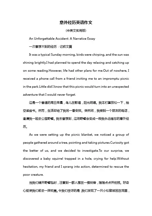 意外经历英语作文