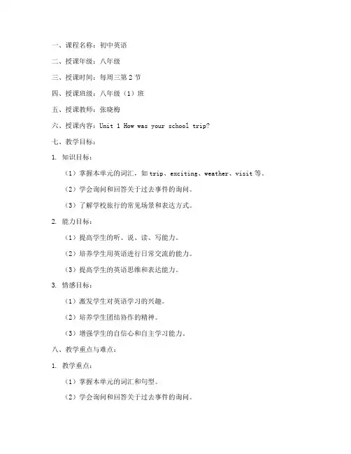 授课计划及教案模板范文