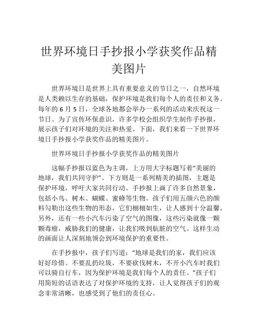 世界环境日手抄报小学获奖作品精美图片