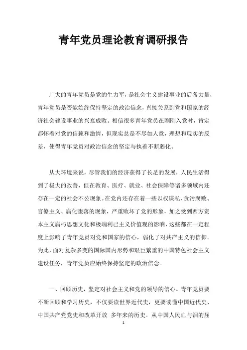 青年党员理论教育调研报告