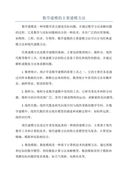 数学建模的主要建模方法