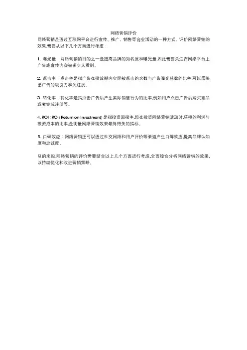 网络营销评价
