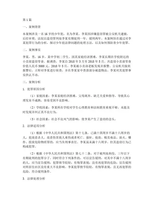 少年犯法律案例分析范文(3篇)