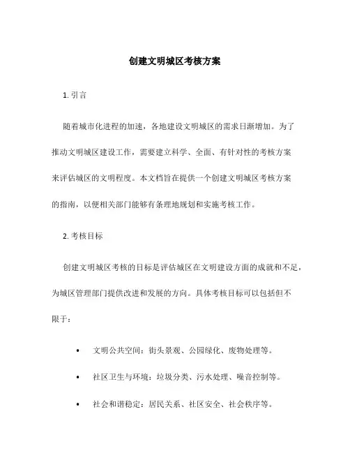 创建文明城区考核方案