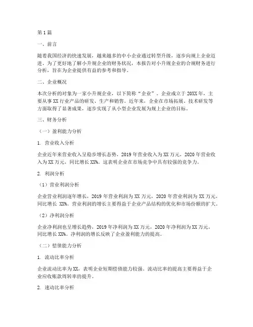 小升规合规财务分析报告(3篇)