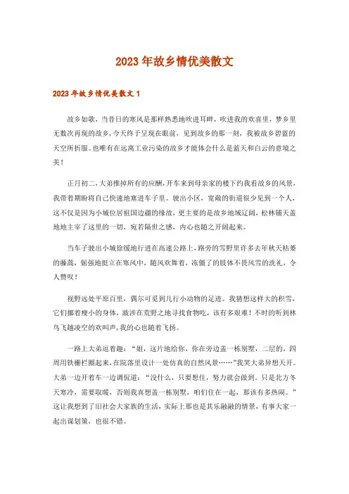 2023年文学_故乡情优美散文