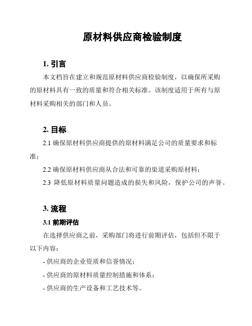 原材料供应商检验制度