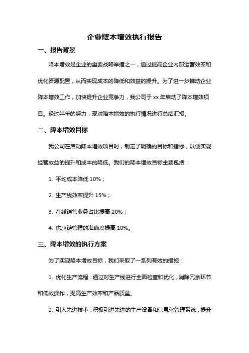 企业降本增效执行报告