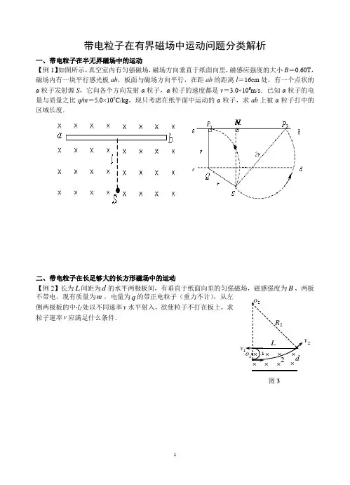 带电粒子在有界磁场中运动问题分类解析1