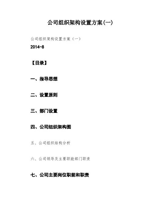 公司组织架构设置方案(一)