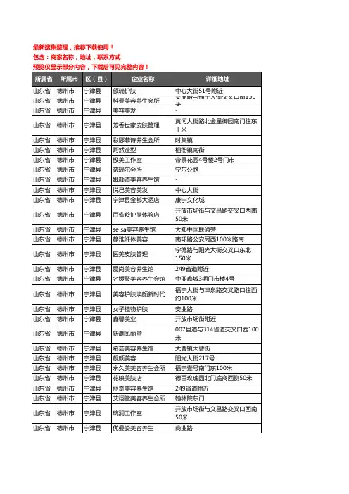 新版山东省德州市宁津县美容院企业公司商家户名录单联系方式地址大全114家