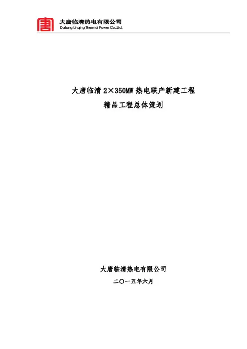 大唐临清热电联产新建工程精品工程总体策划 (上报版)