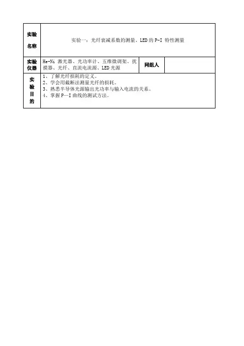 光纤通信实验报告华北电力大学