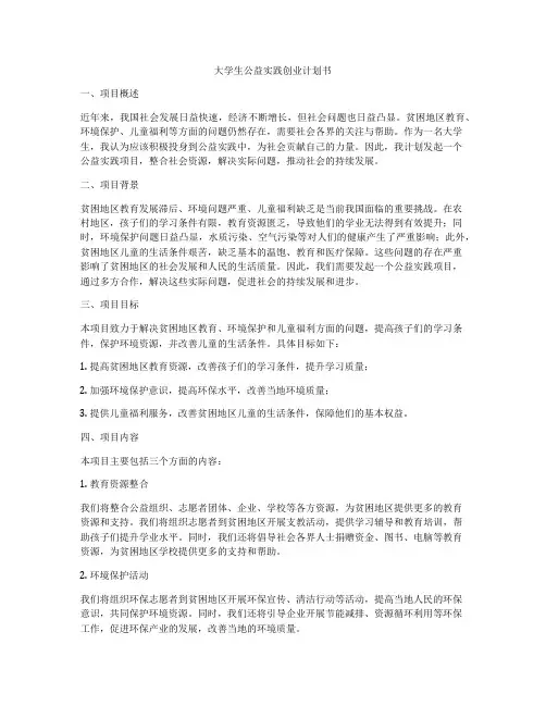 大学生公益实践创业计划书