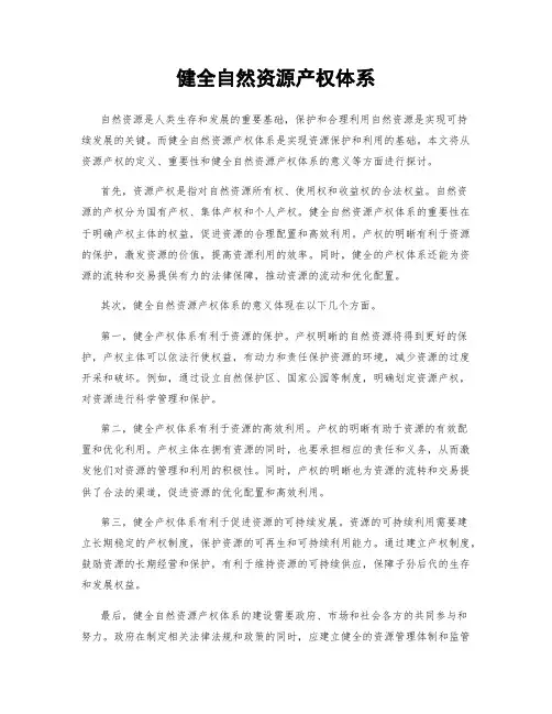 健全自然资源产权体系