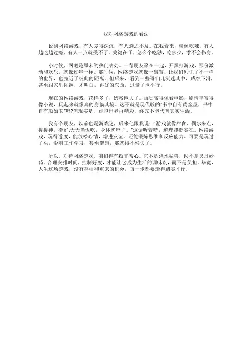 我对网络游戏的看法作文
