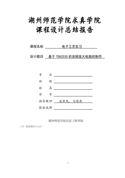 电子工艺课程设计报告资料