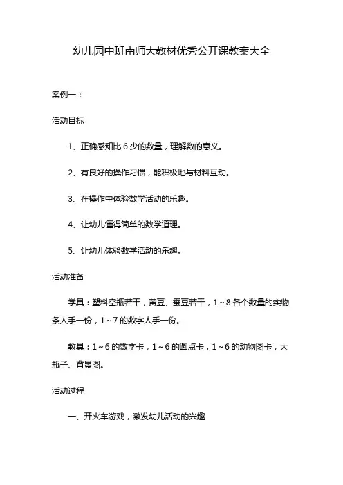 幼儿园中班南师大教材优秀公开课教案大全