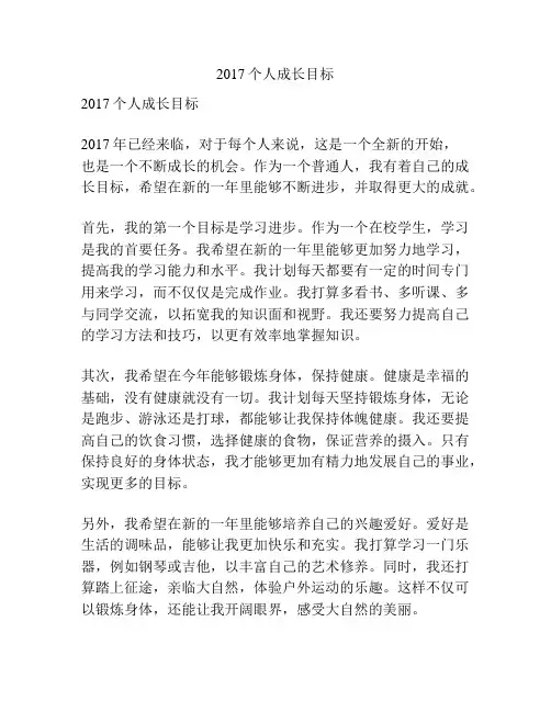 2017个人成长目标