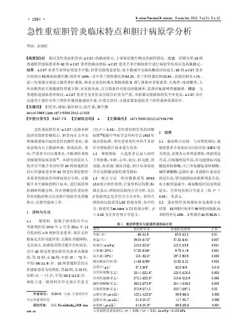 急性重症胆管炎临床特点和胆汁病原学分析