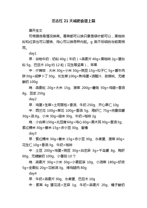 范志红21天减肥食谱上篇