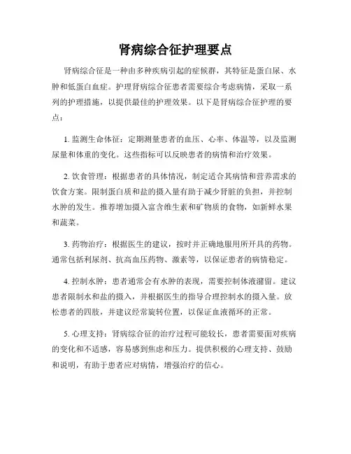 肾病综合征护理要点
