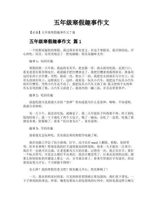 五年级寒假趣事作文
