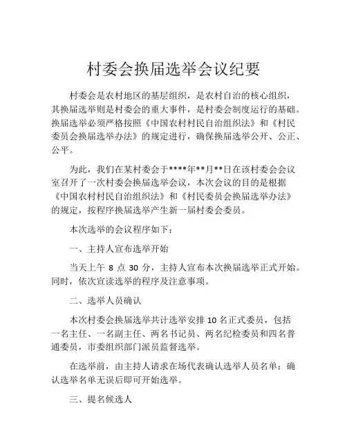 村委会换届选举会议纪要