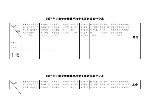 学生军训阅兵及分列式评分表