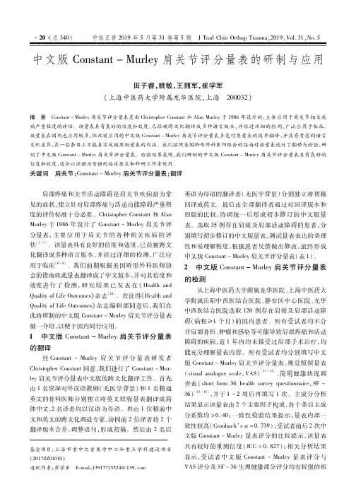中文版Constant-Murley肩关节评分量表的研制与应用